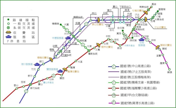 高速公路路線圖-北部